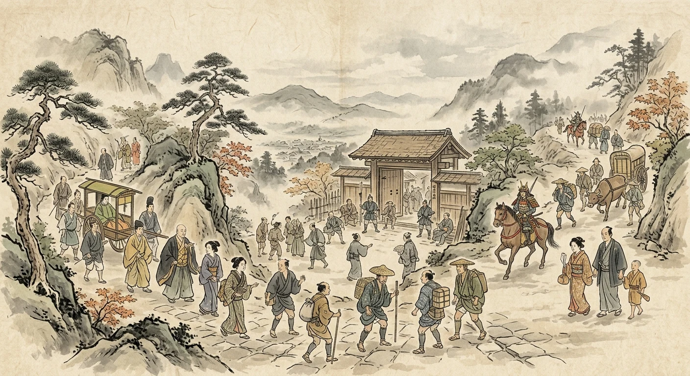 これやこの 行くも帰るも 別れては 知るも知らぬも 逢坂の関（蝉丸）の情景