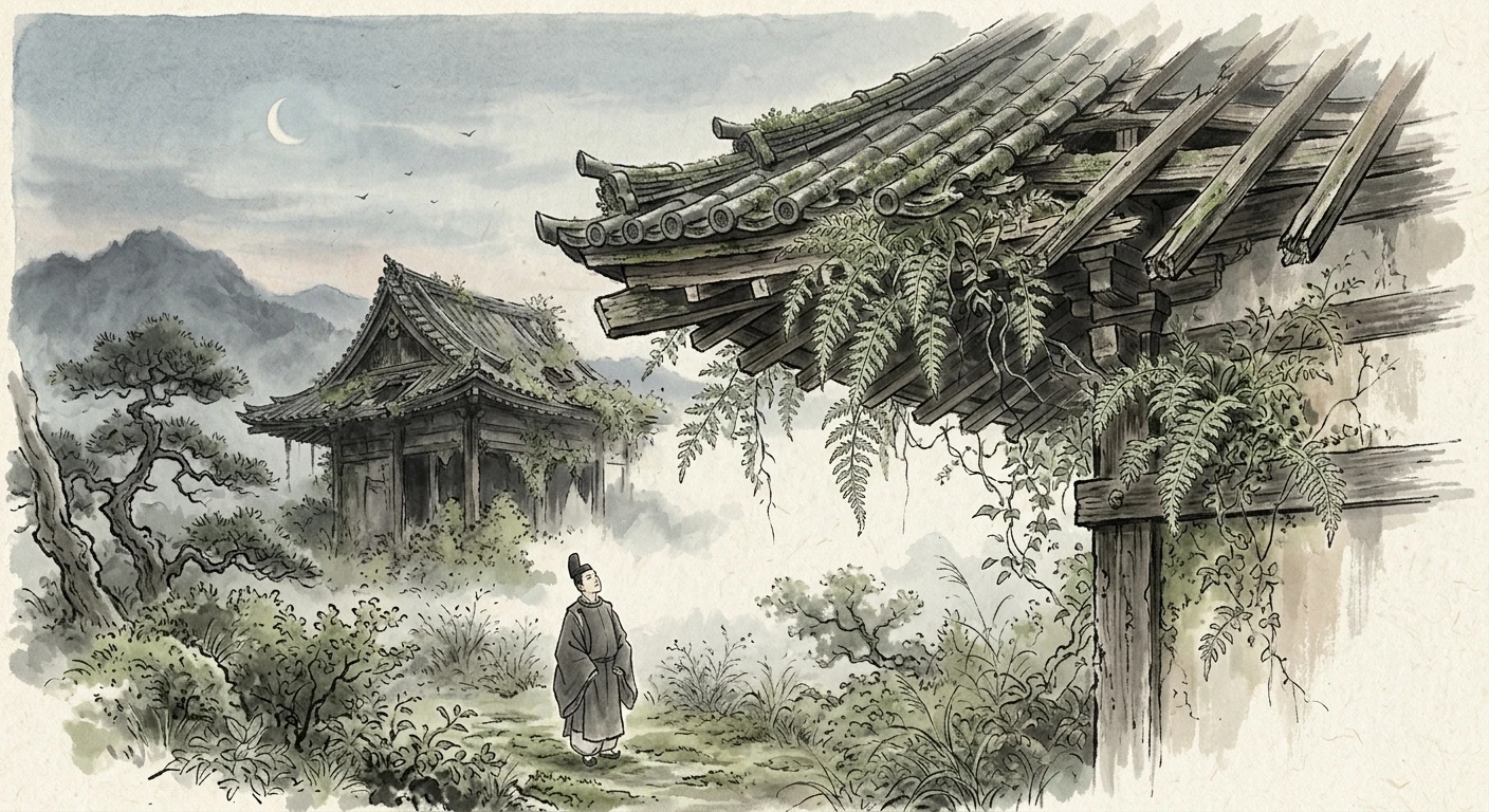 ももしきや 古き軒端の しのぶにも なほあまりある 昔なりけり（順徳院）の情景