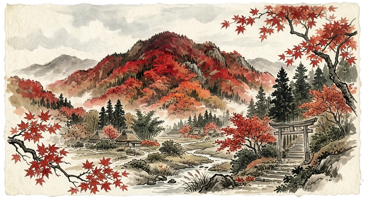 小倉山 峰のもみぢ葉 心あらば 今ひとたびの みゆき待たなむ（貞信公）の情景