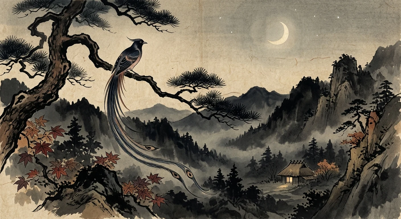あしびきの 山鳥の尾の しだり尾の ながながし夜を ひとりかも寝む（柿本人麻呂）の情景