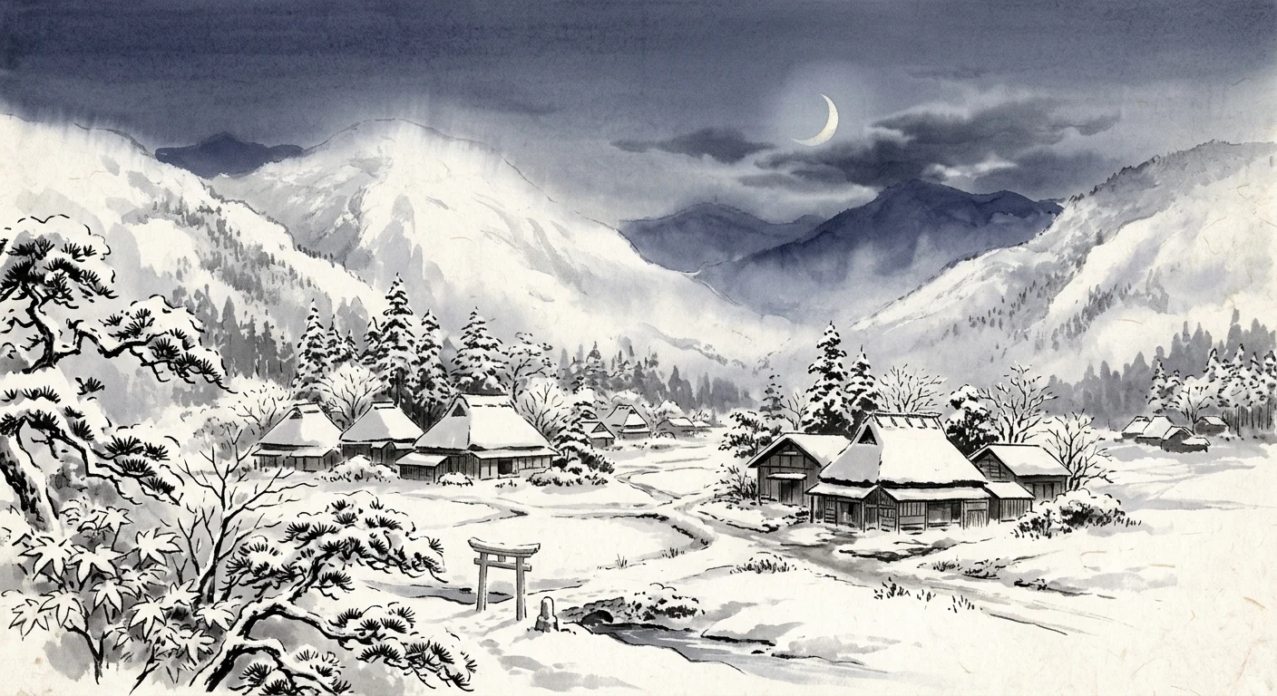 朝ぼらけ 有明の月と 見るまでに 吉野の里に 降れる白雪（坂上是則）の情景