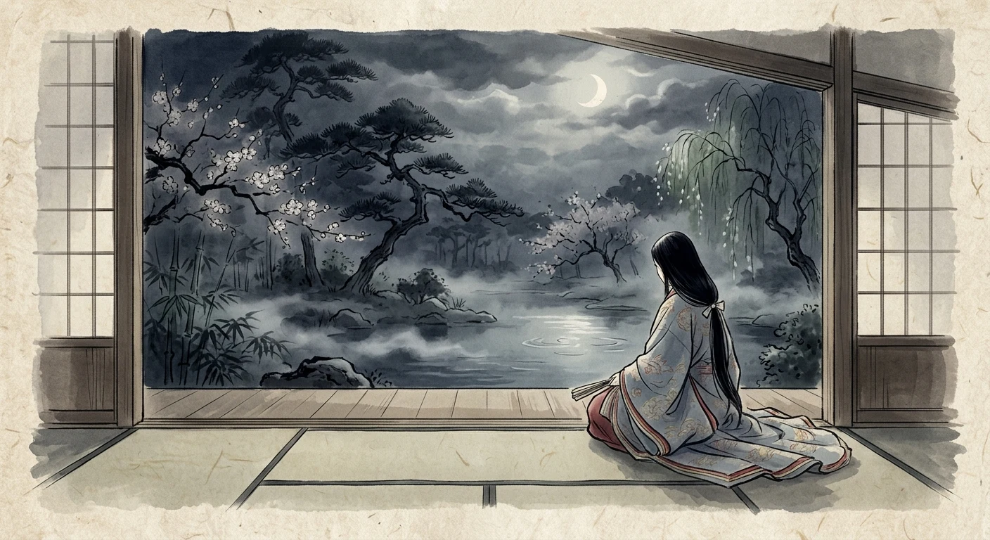 逢ふことの 絶えてしなくは なかなかに 人をも身をも 恨みざらまし（中納言朝忠）の情景