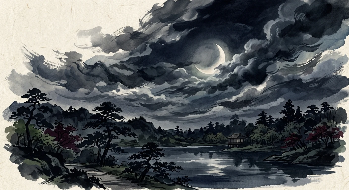 めぐりあひて 見しやそれとも わかぬ間に 雲がくれにし 夜半の月かな（紫式部）の情景