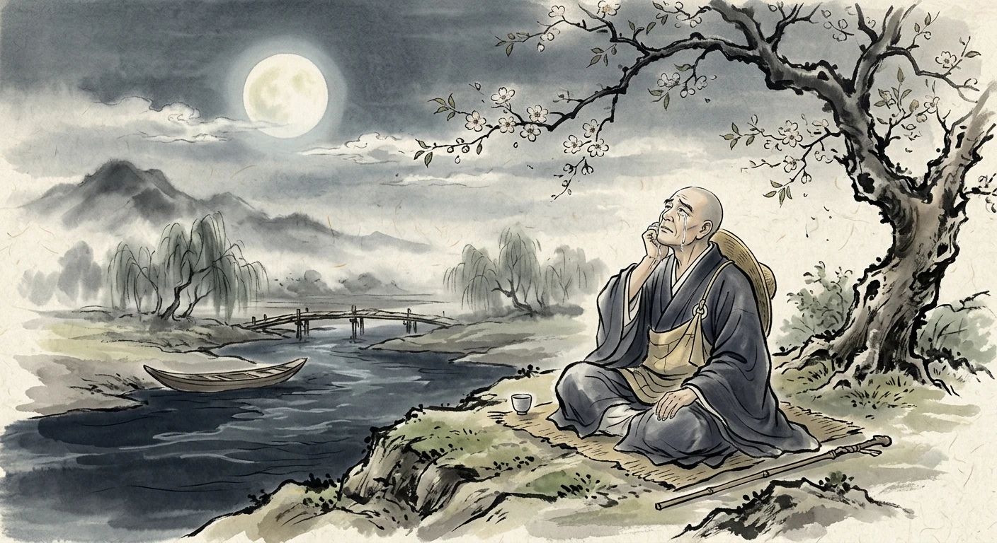 嘆けとて 月やはものを 思はする かこち顔なる わが涙かな（西行法師）の情景